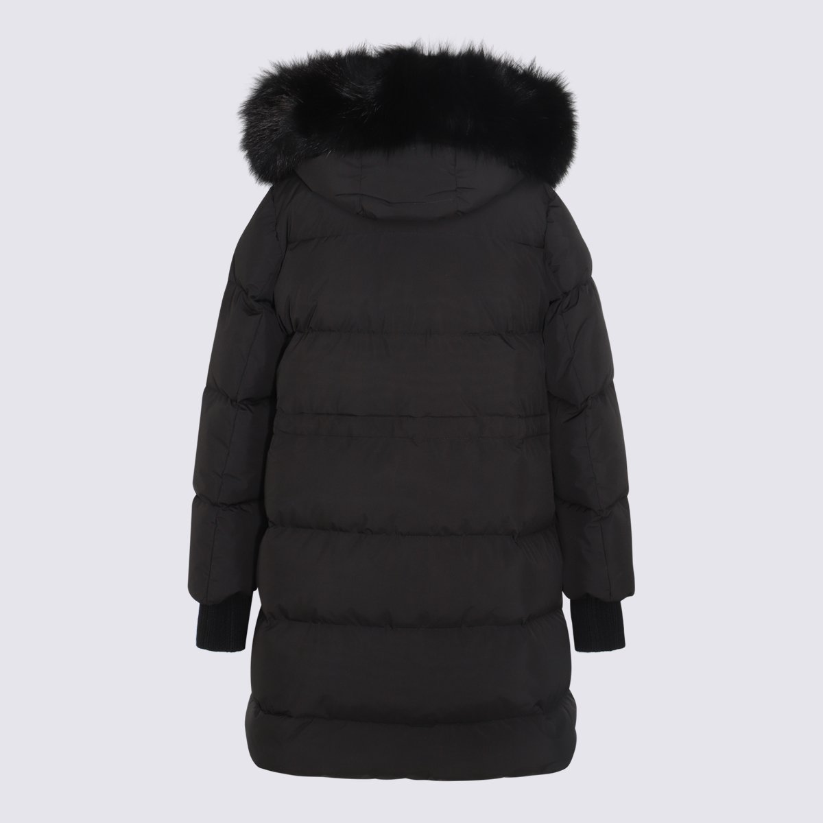 Moorer Quilted Down Jacket With Detachable Fur Hood And Snap Closure Zwart