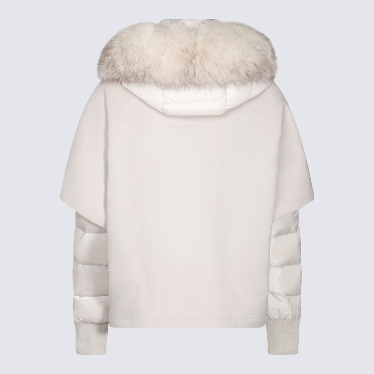 Moorer Quilted Sleeve Coat with Plush Fur Hood Wit