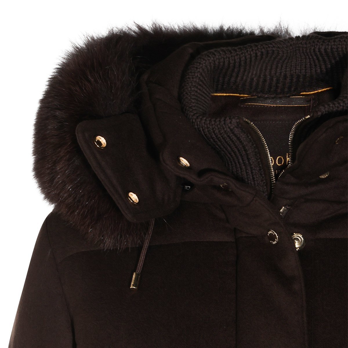 Moorer Chocolate Puffer Down Jacket with High Neck Bruin