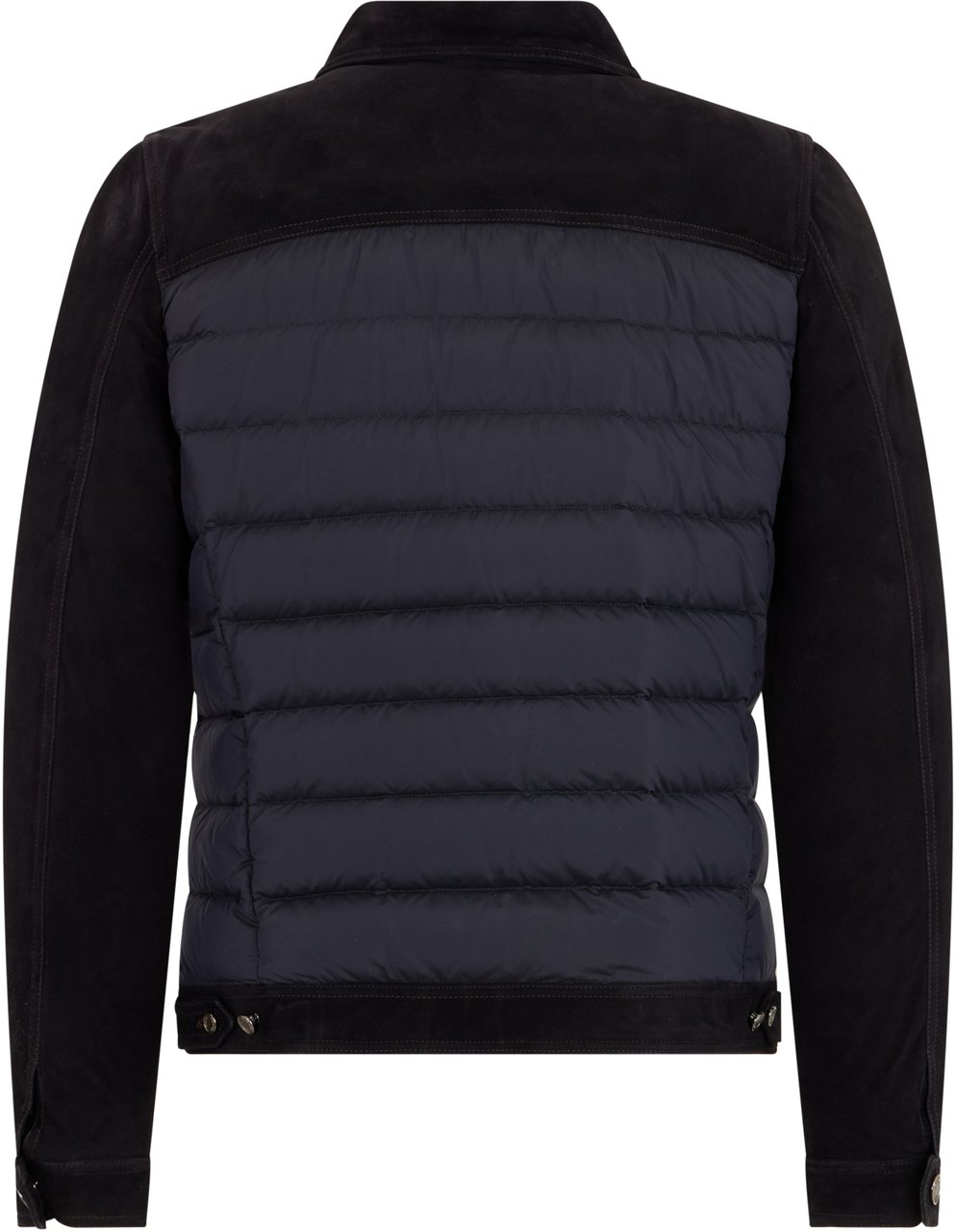 Moorer Elegant black down jacket with leather accents Blauw