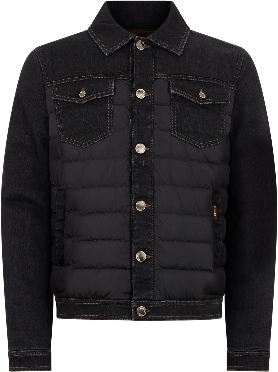 Moorer Black padded jacket, elegant and versatile. Zwart