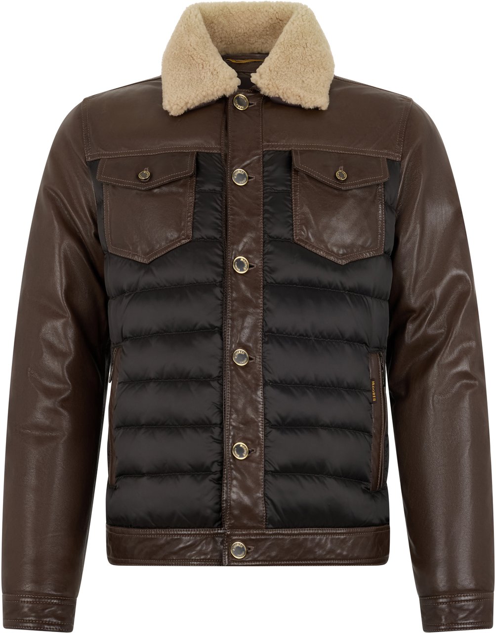 Moorer Quilted jacket with fur collar Bruin