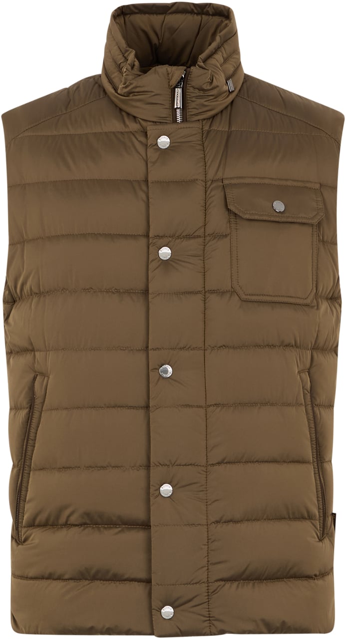 Moorer Brown padded vest, minimal and versatile. Bruin