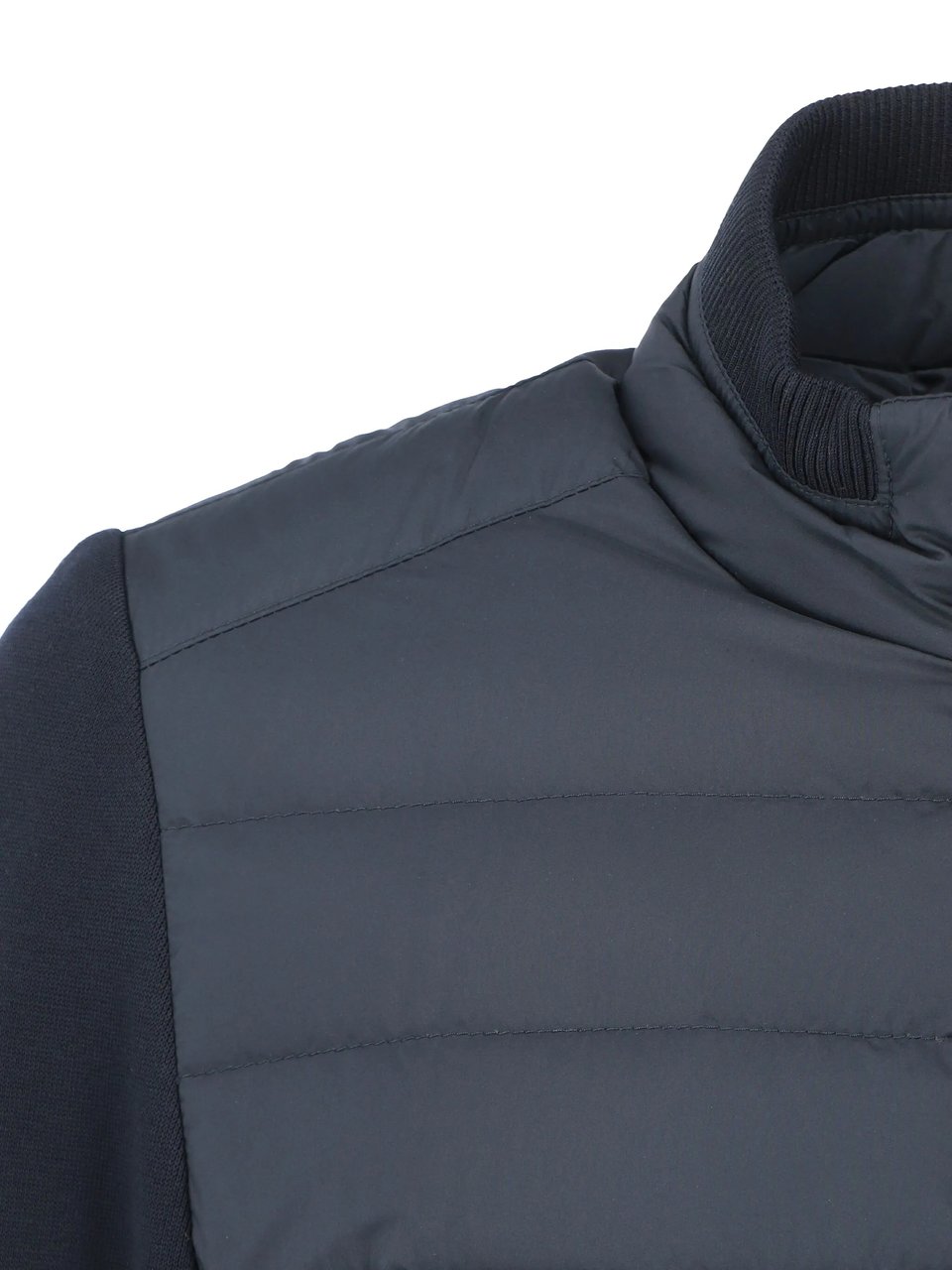 Moorer Quilted Padded Casual Jacket With Ribbed Details Grijs