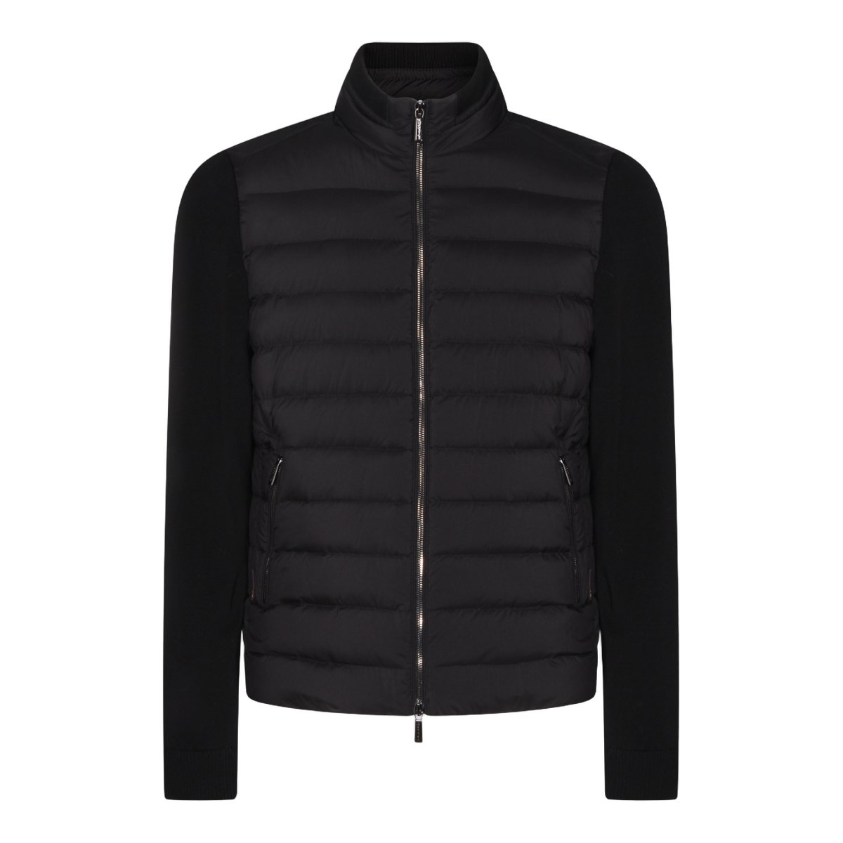 Moorer Tailored Black Coat with Structured Silhouette Zwart