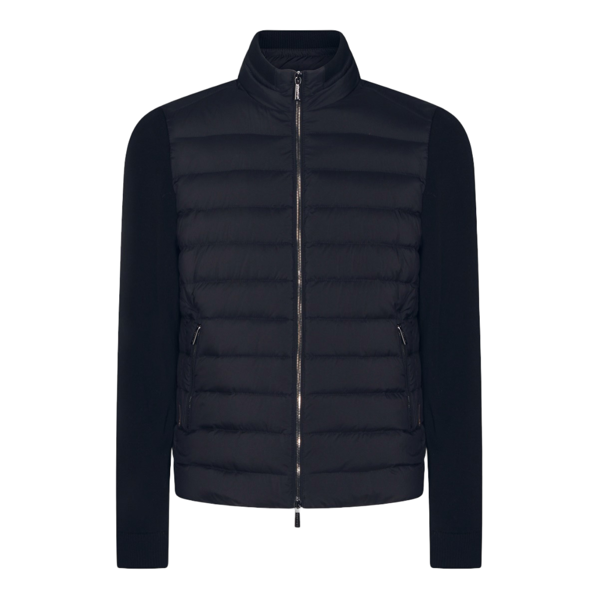 Moorer Quilted Blue Casual Jacket With Padded Front Blauw