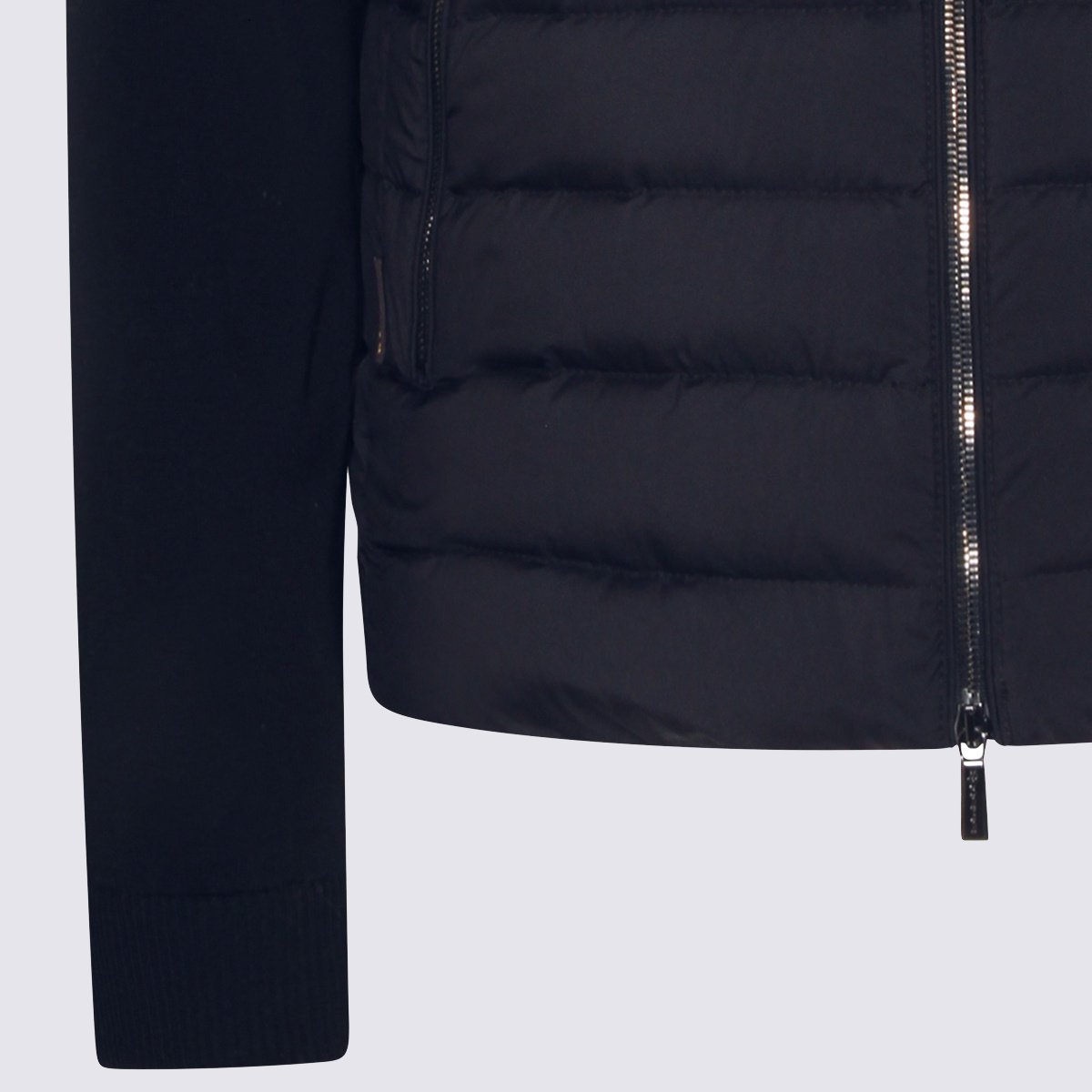 Moorer Quilted Blue Casual Jacket With Padded Front Blauw
