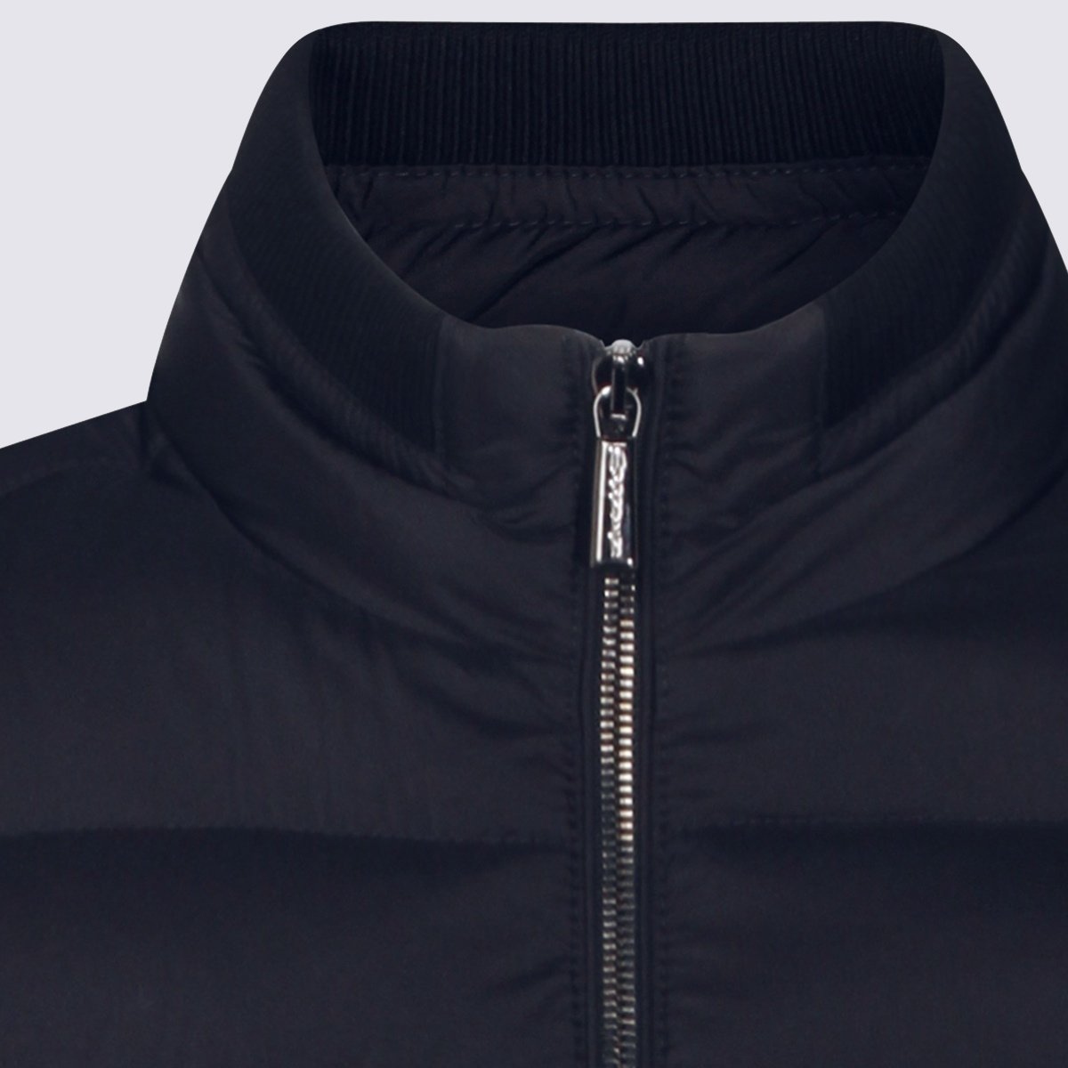 Moorer Quilted Blue Casual Jacket With Padded Front Blauw