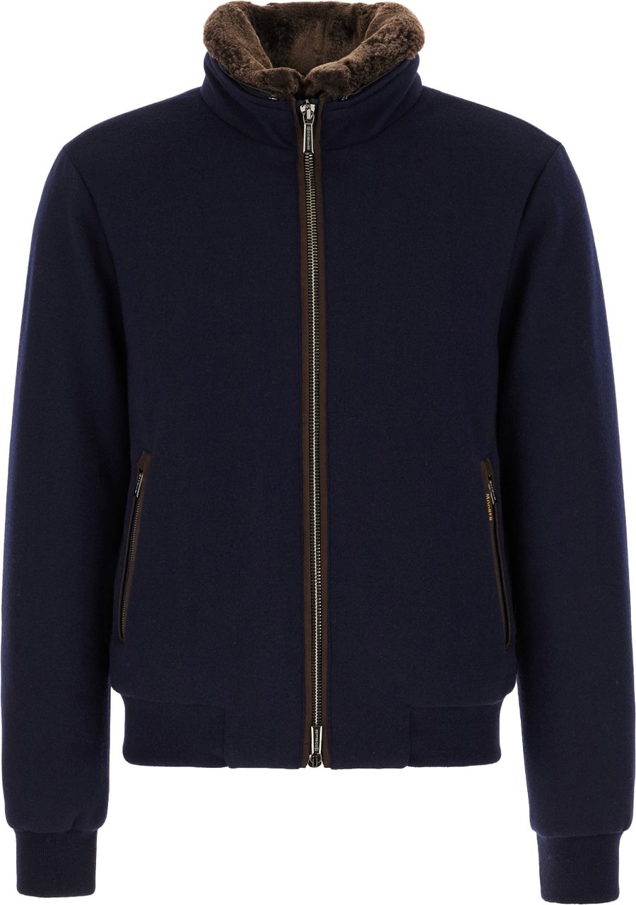 Moorer Midnight blue wool blend Bellati down jacket Blauw