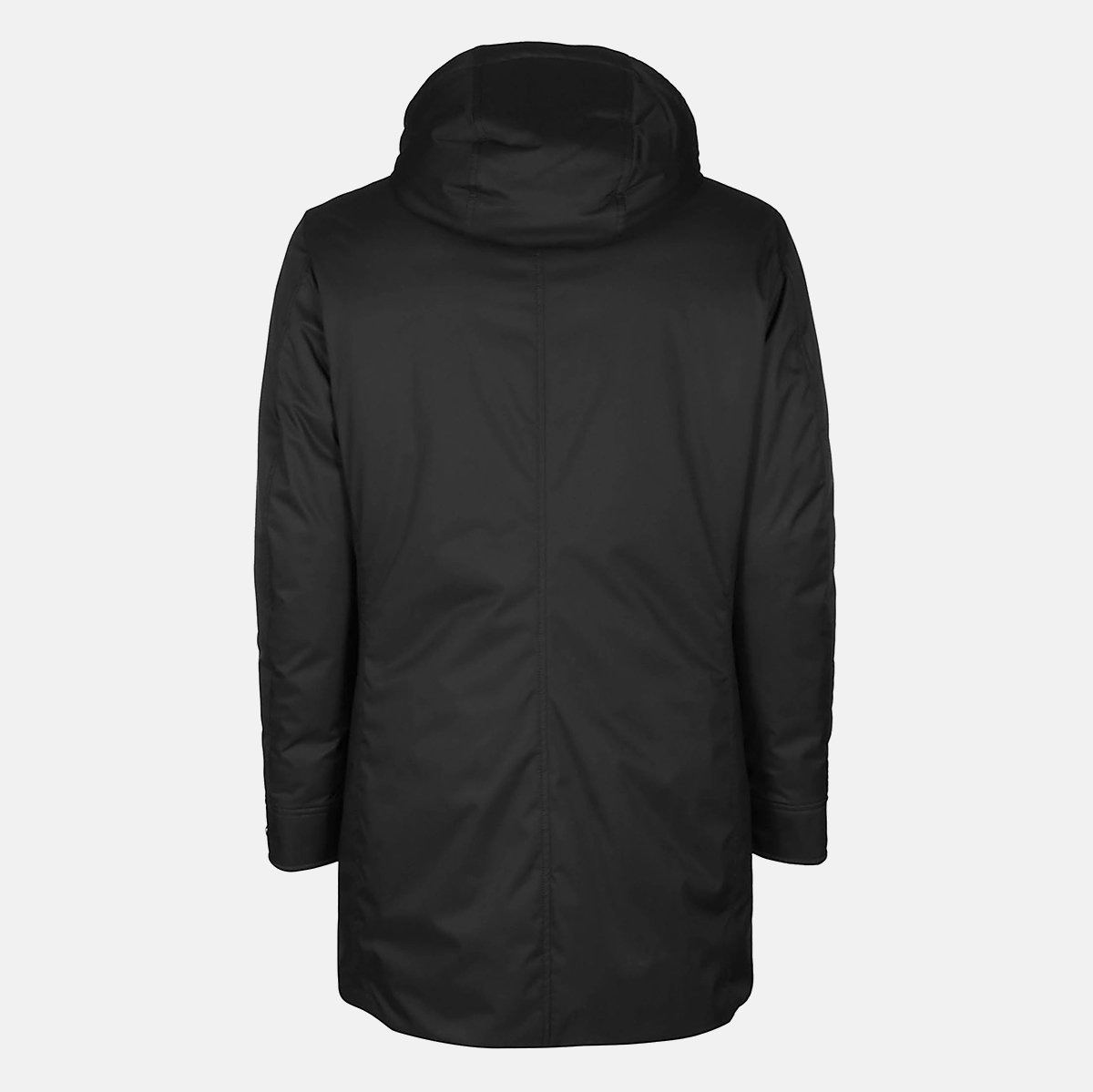 Moorer Matte Black High-Collared Coat With Concealed Fastening And Functional Details Zwart