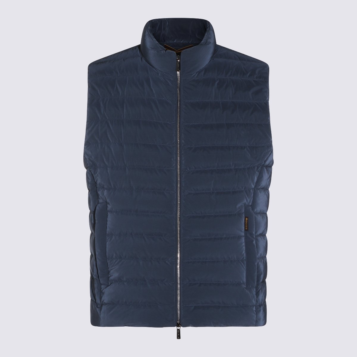 Moorer Structured Denim Coat with Classic Design and Button Closures Blauw