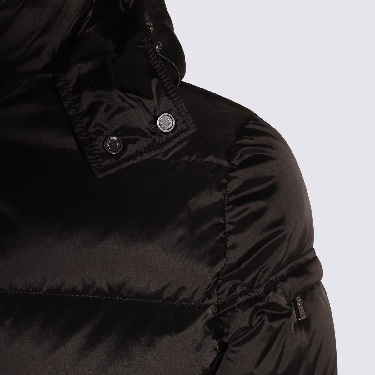 Moorer Brown Puffer Jacket With High Collar And Detachable Hood Zwart