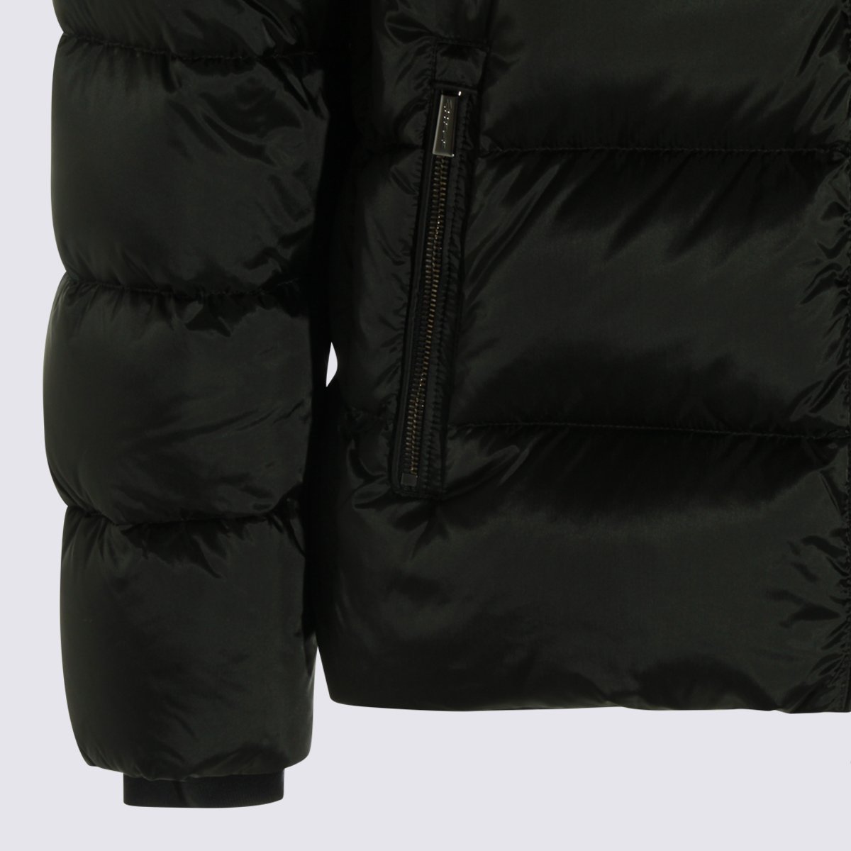 Moorer Quilted Down Jacket With High Collar And Detachable Hood Zwart