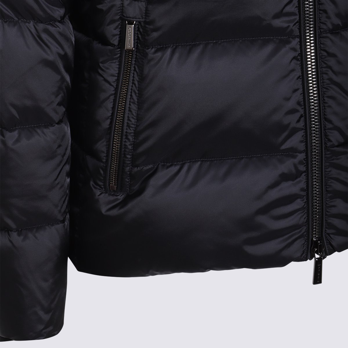 Moorer Glossy Quilted Insulated Coat With Detachable Hood Zwart