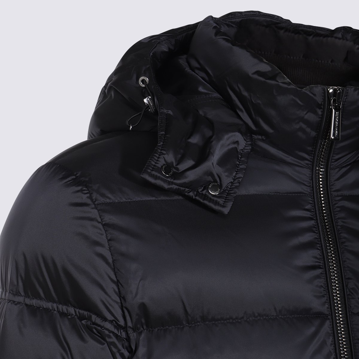 Moorer Glossy Quilted Insulated Coat With Detachable Hood Zwart