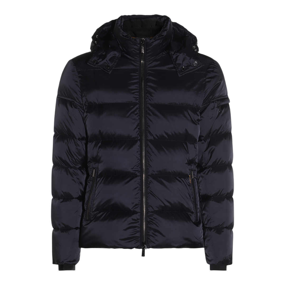 Moorer Glossy Quilted Insulated Coat With Detachable Hood Zwart