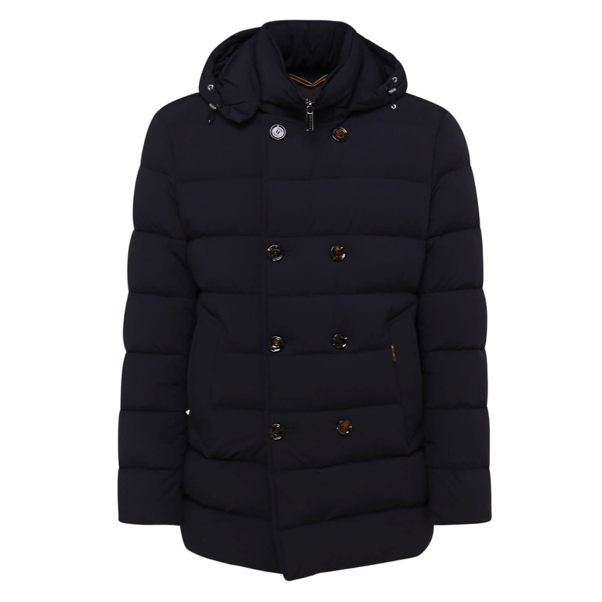 Moorer Quilted Padded Coat With Double-Breasted Design And Hood Zwart
