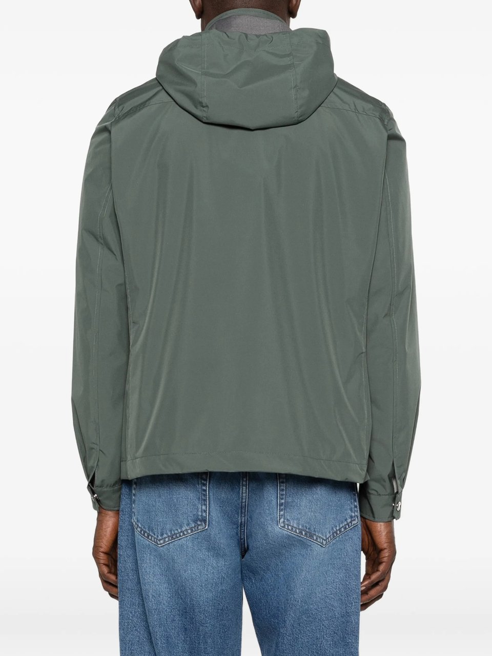 Moorer Muted Green Jacket With Adjustable Hood And Functional Pockets Grijs