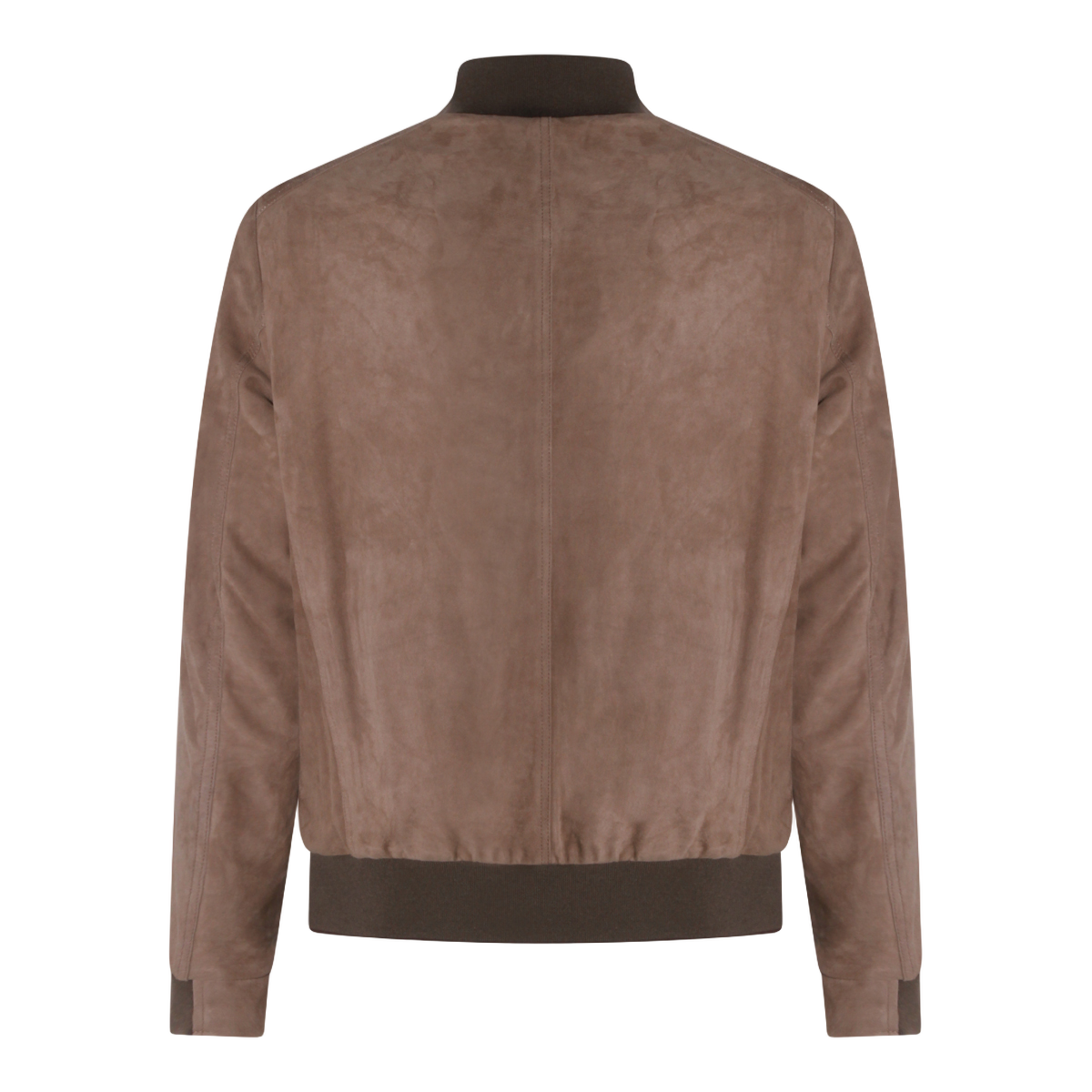 Moorer Soft Suede Jacket With Ribbed Collar Bruin