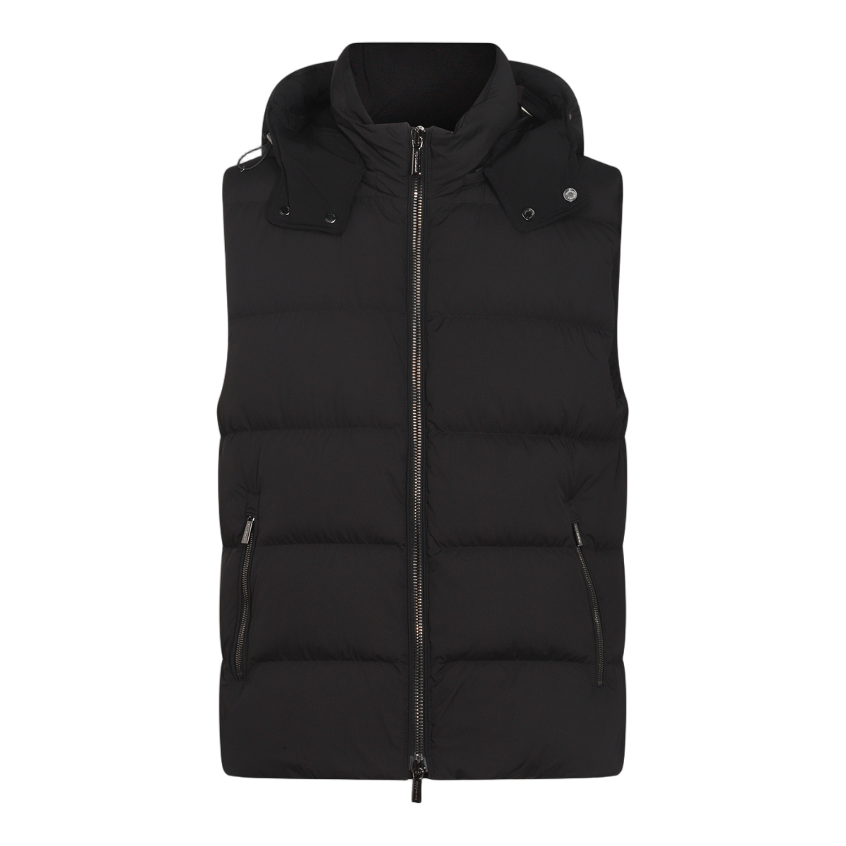 Moorer Padded Sleeveless Vest With High Collar And Detachable Hood Zwart