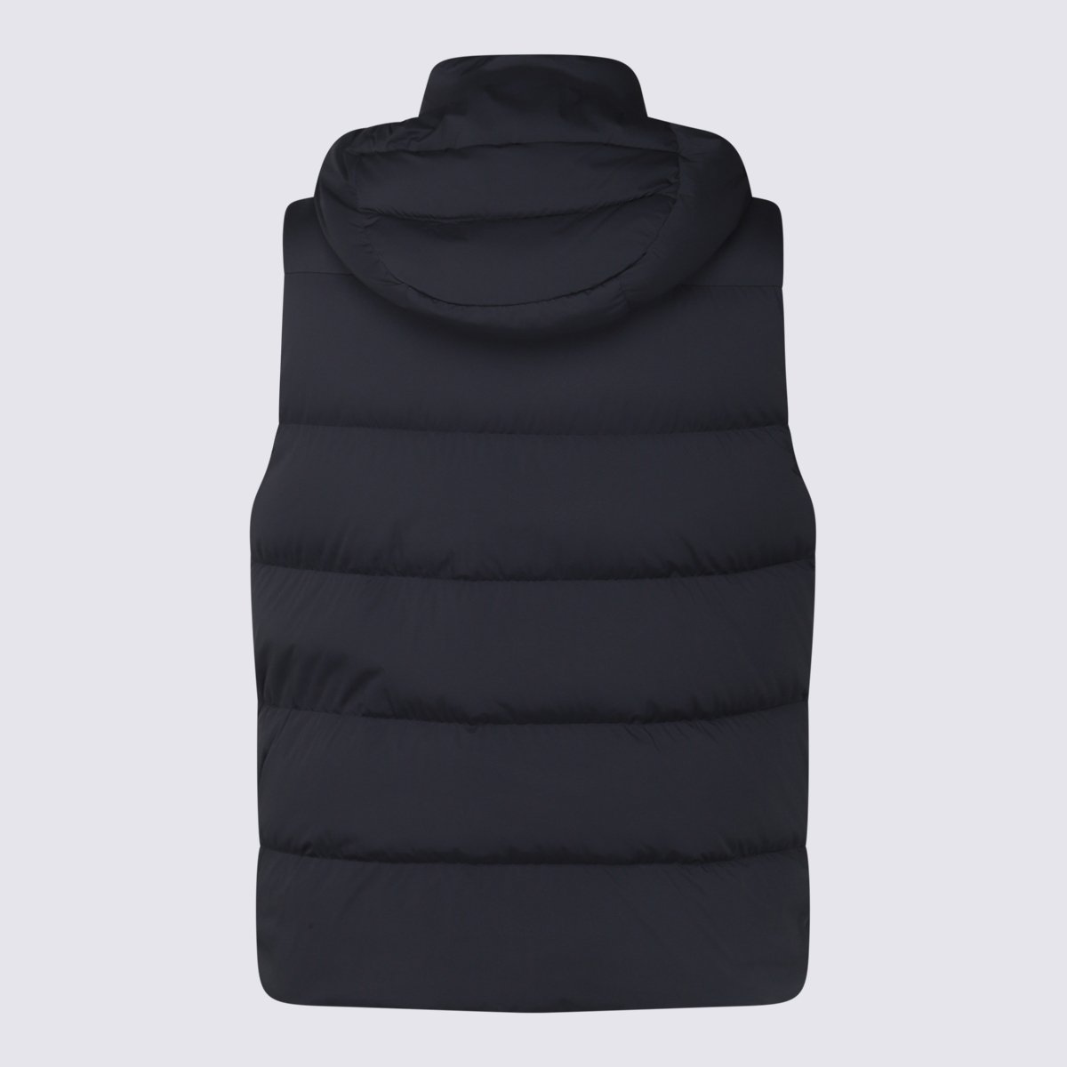 Moorer Sleeveless Padded Vest With Horizontal Quilting And Detachable Hood Zwart