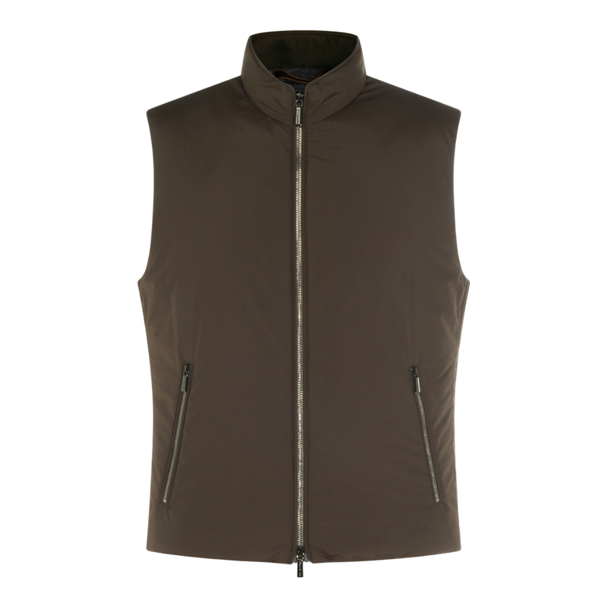 Moorer Sleeveless Vest With High Stand Collar And Zipper Closure Zwart