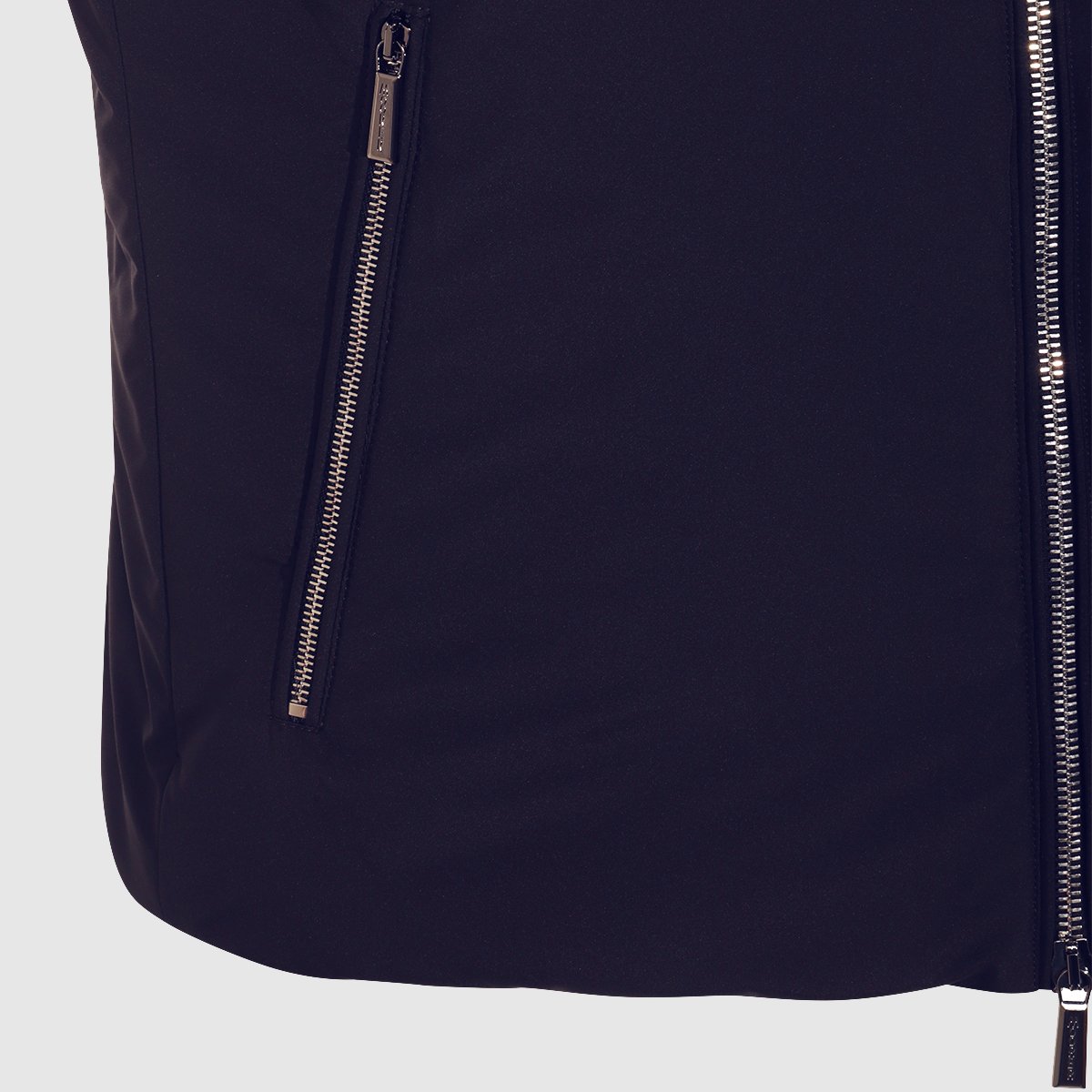 Moorer Sleeveless Black Vest With High Collar And Zipper Closure Zwart
