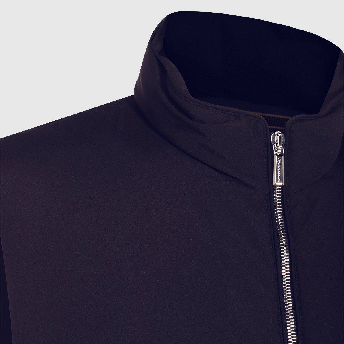 Moorer Sleeveless Black Vest With High Collar And Zipper Closure Zwart