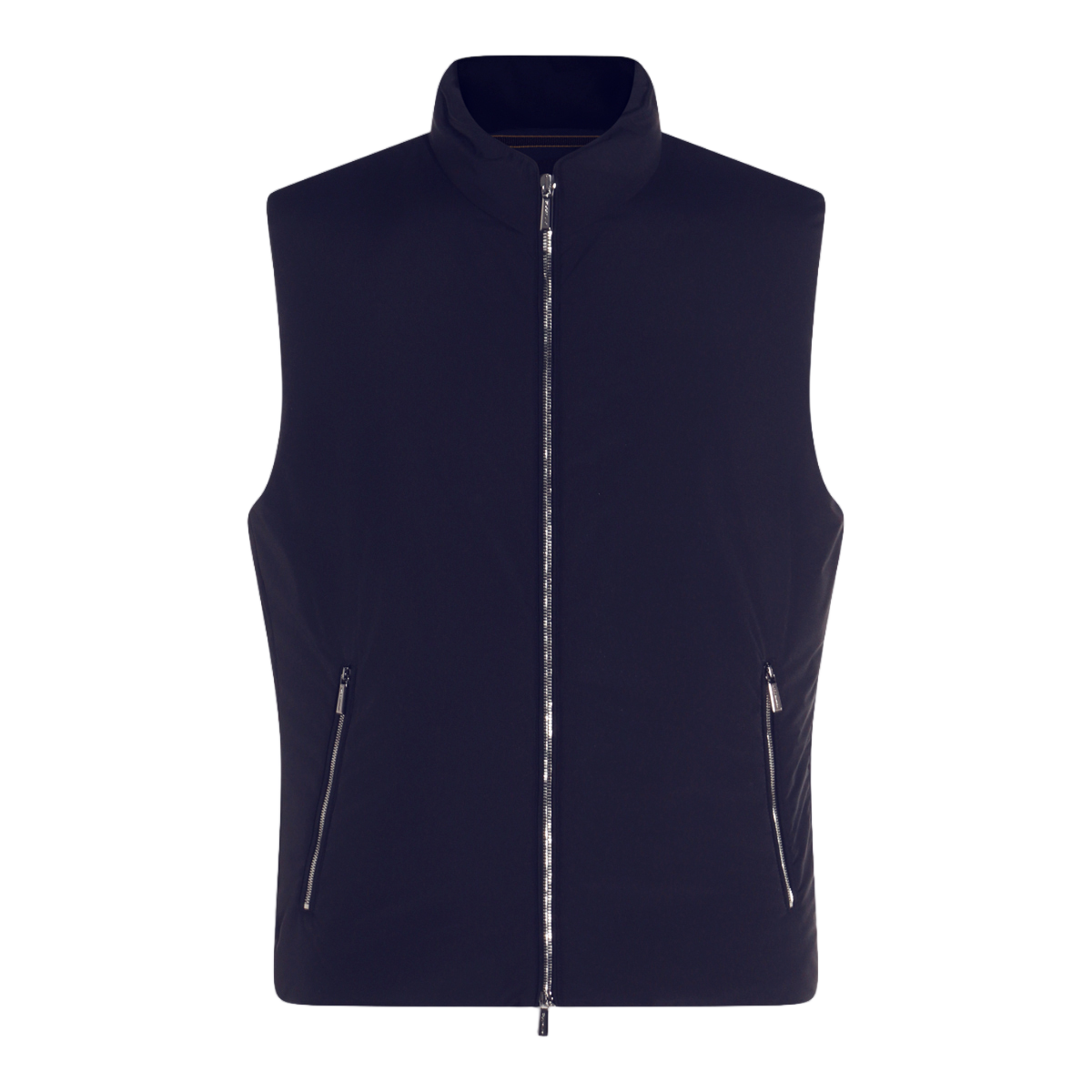 Moorer Sleeveless Black Vest With High Collar And Zipper Closure Zwart