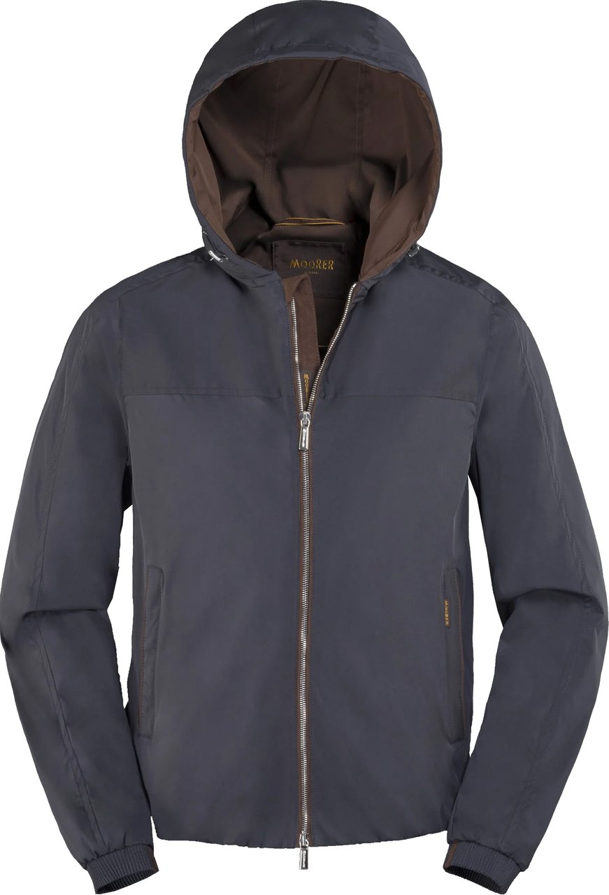 Moorer Black Smooth Casual Jacket With Functional Hood Grijs