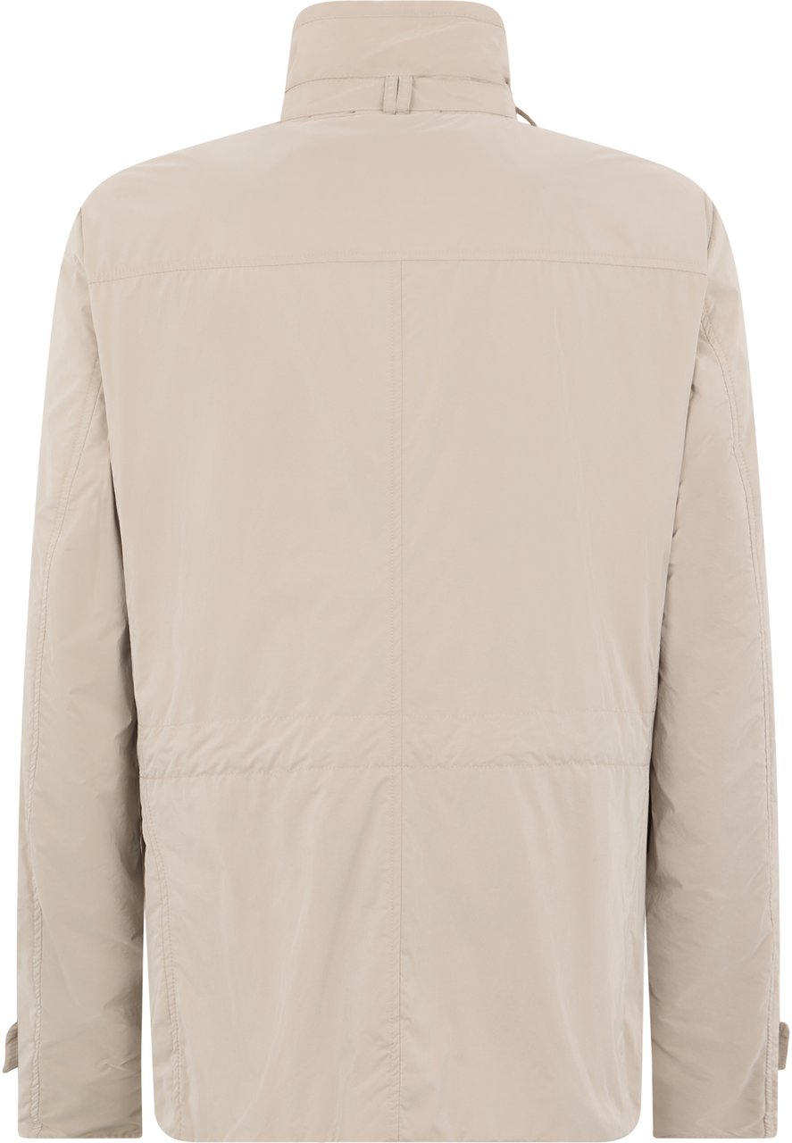 Moorer Beige double-breasted jacket with pockets, minimal and elegant. Beige