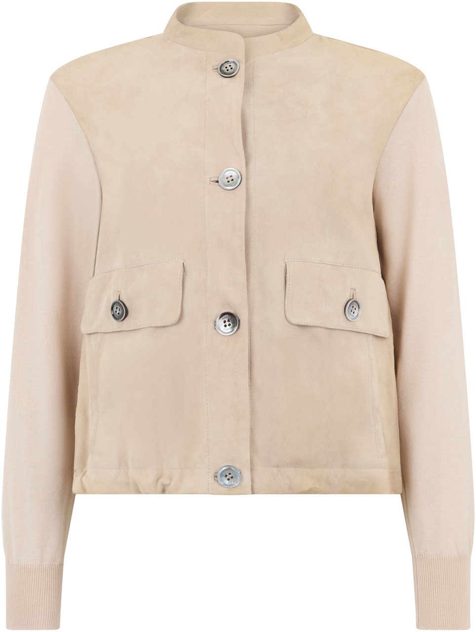 Moorer Light beige versatile jacket with collar and buttons. Neutraal