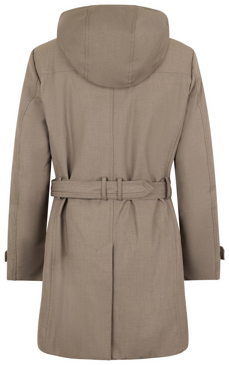 Moorer Beige winter jacket with belt and hood Neutraal