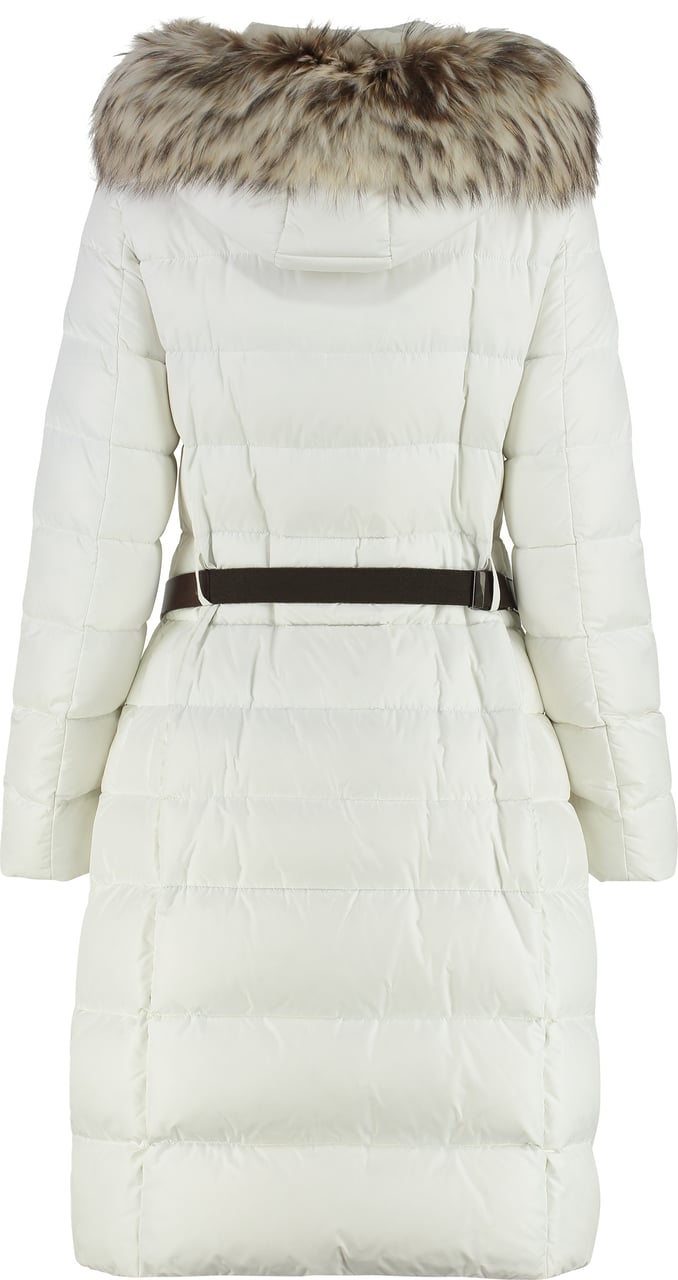 Moorer Niki Long hooded down jacket Wit