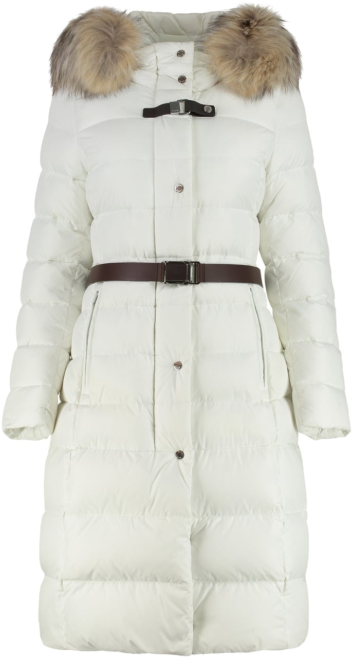 Moorer Niki Long hooded down jacket Wit