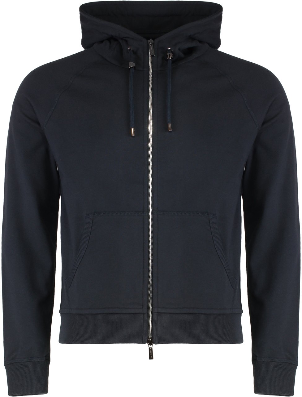 Moorer Hooded sweatshirt with zip in cotton blend. Zwart