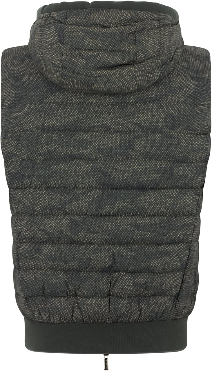 Moorer Dark green camouflage vest with zip, modern and versatile style Groen