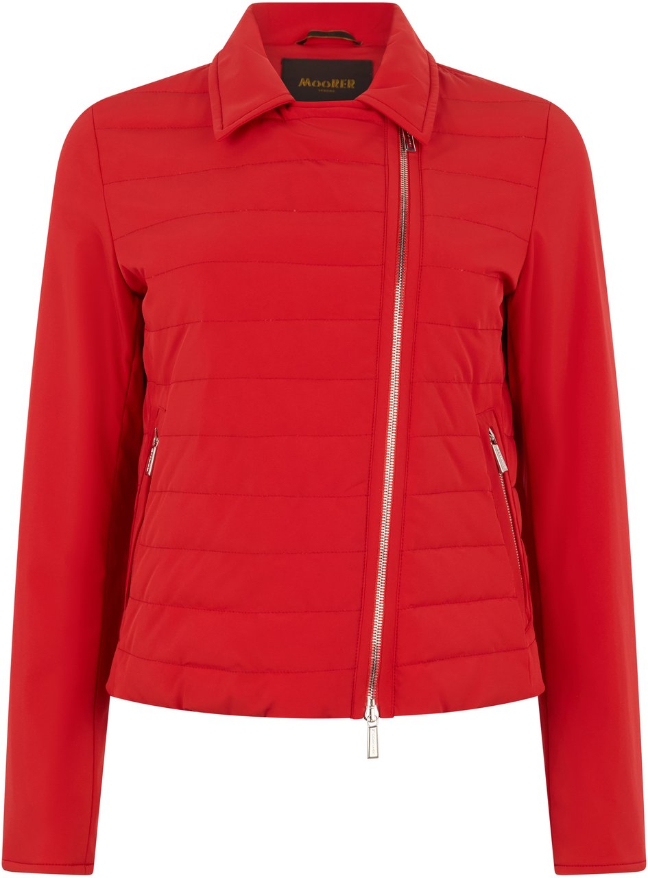 Moorer Modern cropped red jacket with zipper Rood