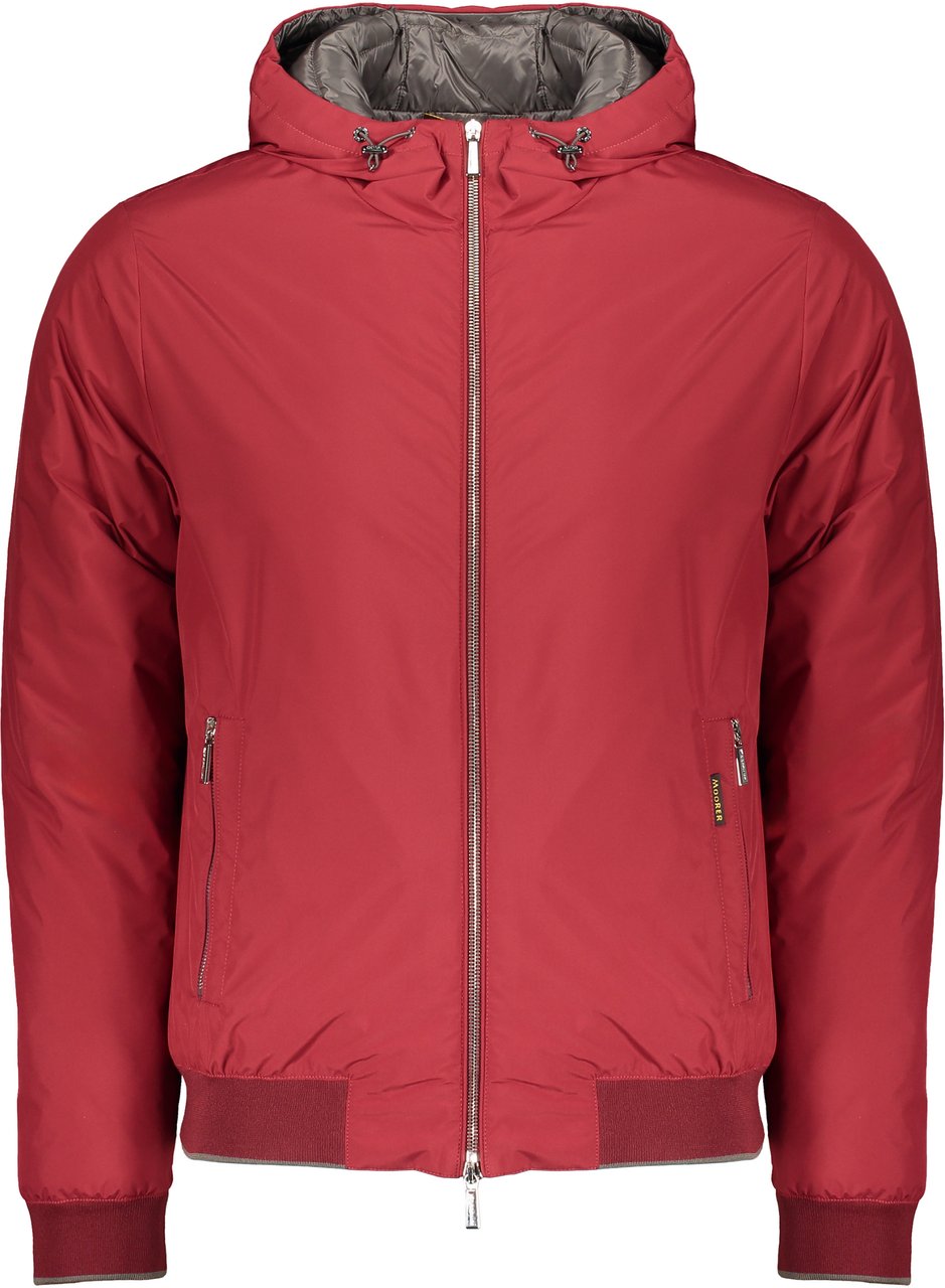 Moorer Down jacket with zipper and hood Rood