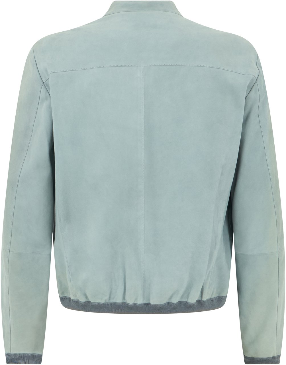 Moorer Light blue leather jacket with zip and pockets Blauw