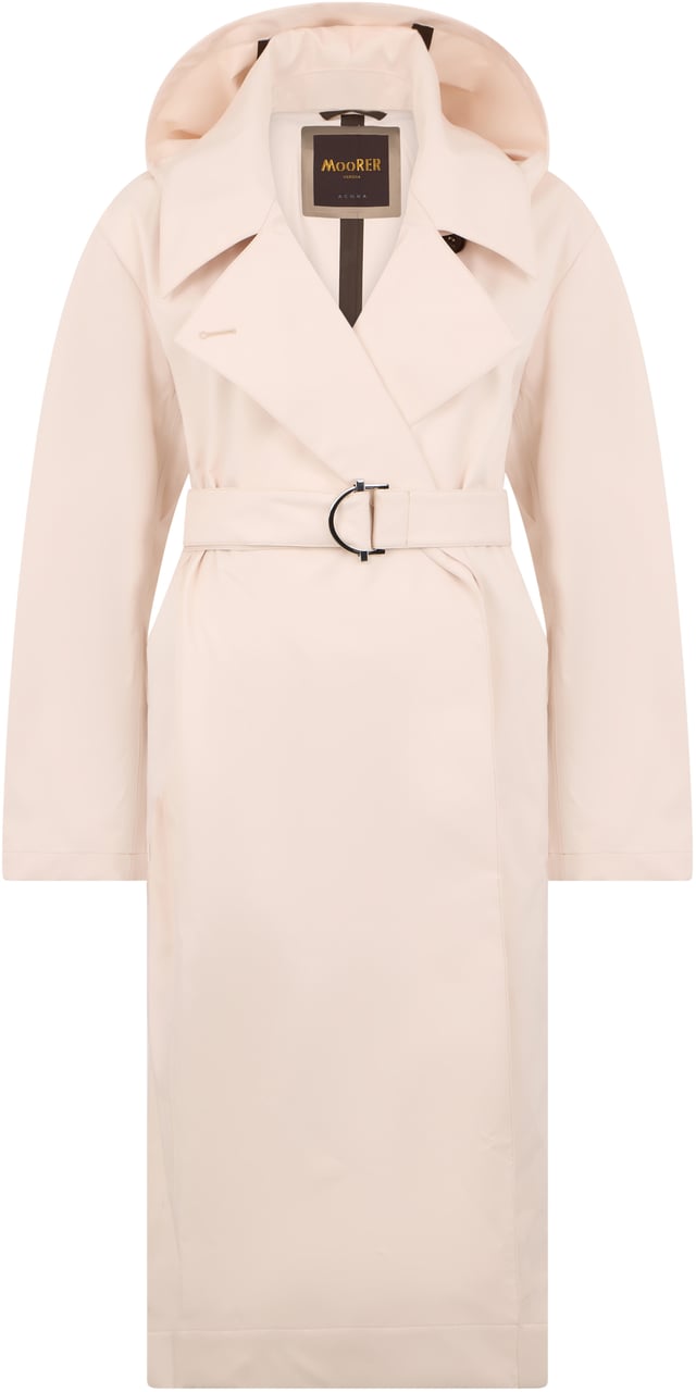 Moorer Pale pink trench long and elegant with adjustable belt. Neutraal