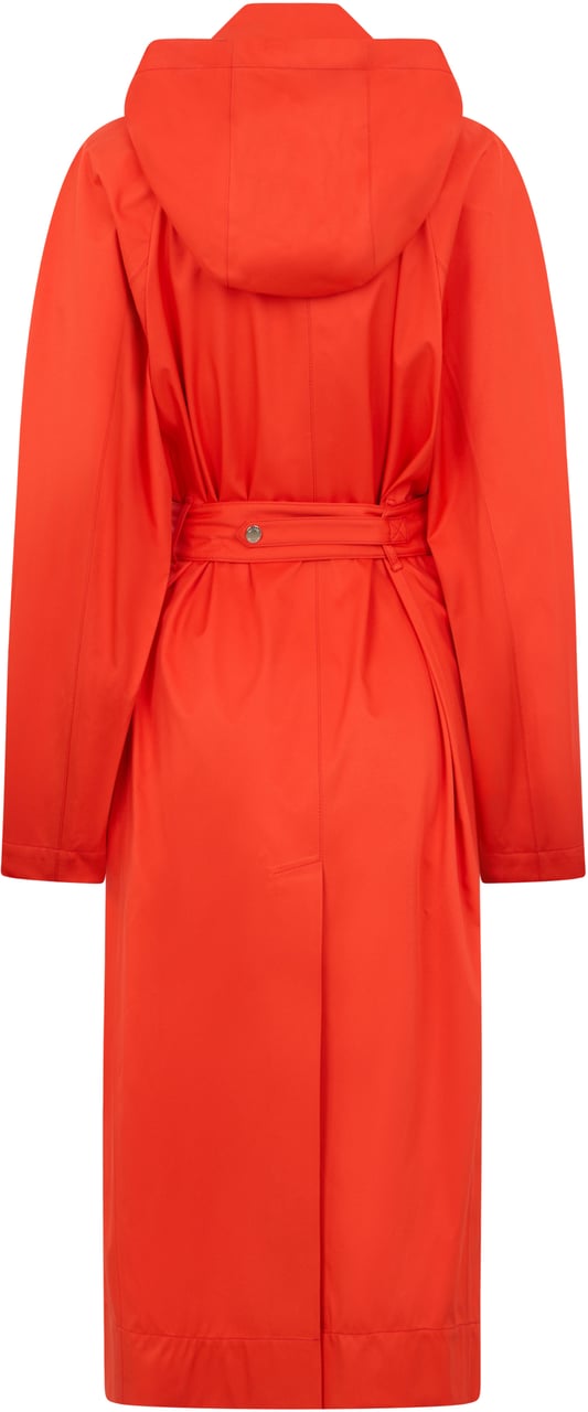 Moorer Elegant long red trench coat with hood Rood