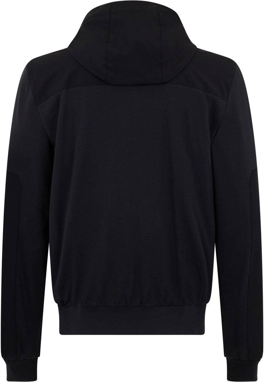 Moorer Black jacket with hood, minimalist and practical Blauw