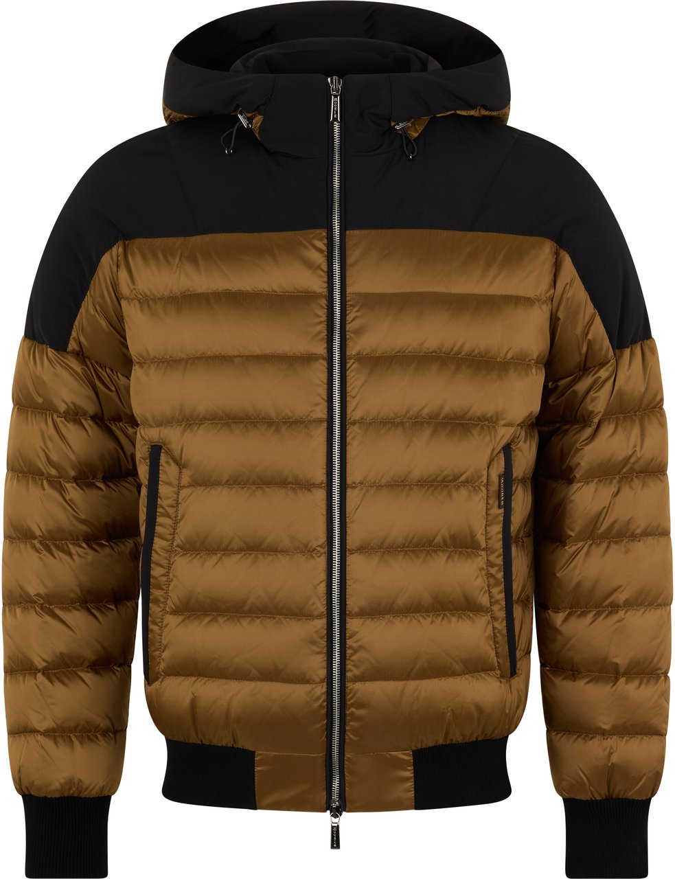 Moorer Padded winter jacket with striped hood Neutraal