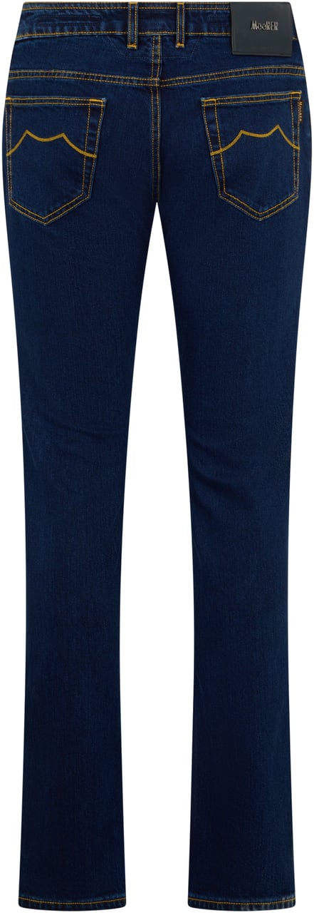 Moorer Dark blue classic jeans with straight leg Blauw