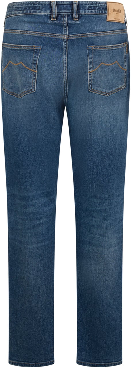 Moorer Straight jeans in dark blue denim Blauw