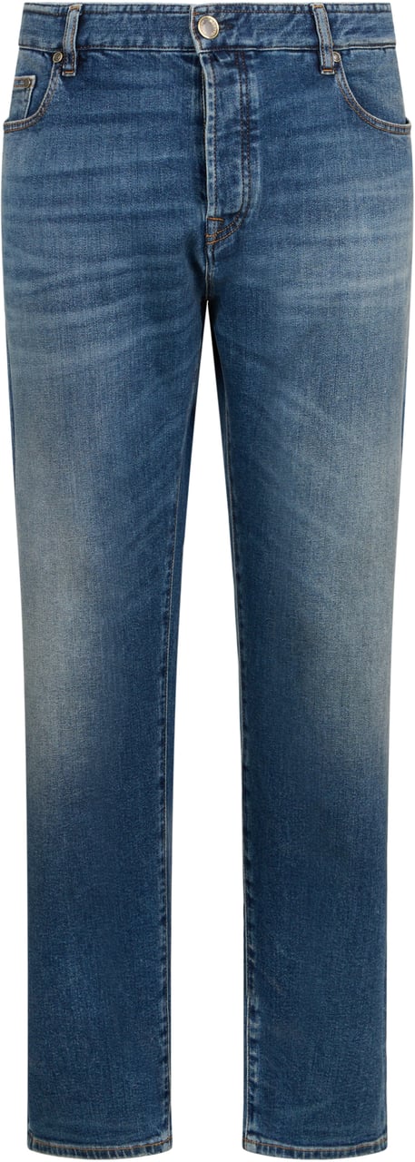 Moorer Straight jeans in dark blue denim Blauw