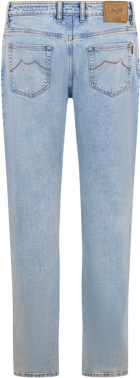 Moorer Light denim jeans with straight fit Blauw