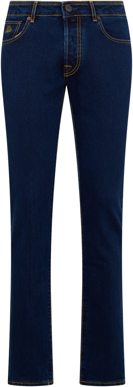 Moorer Dark blue classic jeans with straight leg Blauw