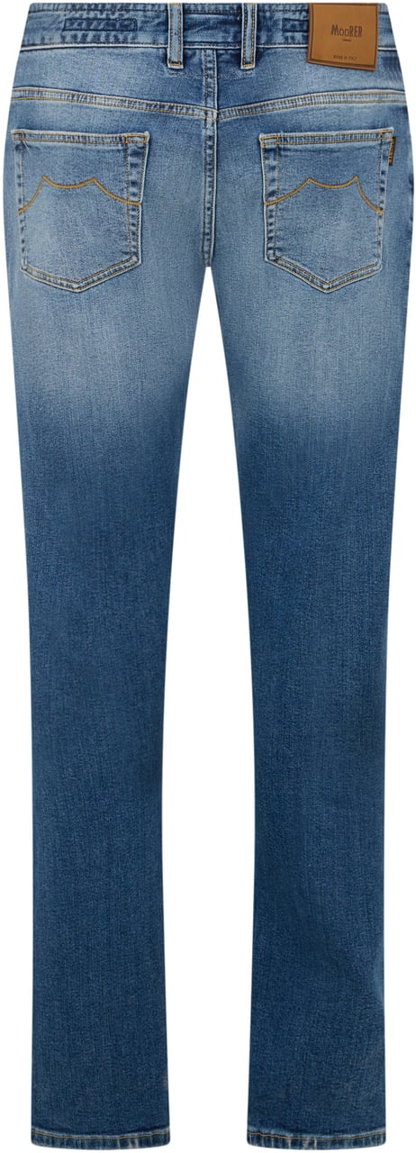 Moorer Light blue straight jeans, classic cut Blauw